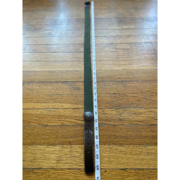 Vintage LACOSTE Green Woven Fabric Belt w/Leather Trim sz XS/S - Picture 7 of 9